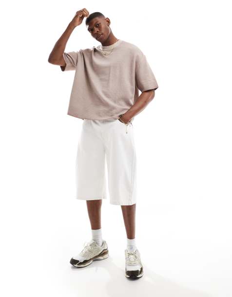 Bershka – Gräddvita baggy jeansshorts - view 1