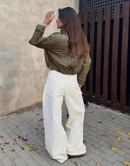 Bershka – Gräddvita jeans med vida ben, 3 av 6