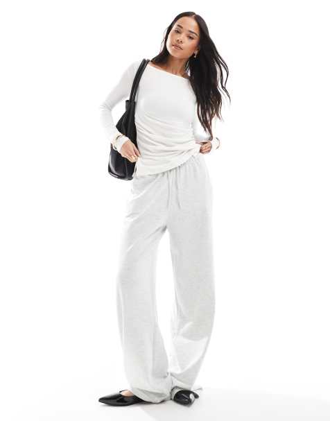 Bershka - Gråmelerede joggingbukser med vide ben - view 1