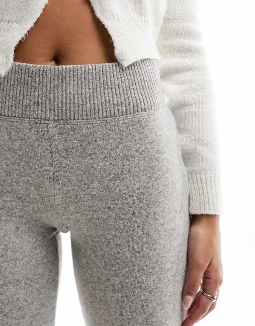 Bershka - Gråmelerede og strikkede bukser med brede ben, 4 af 5