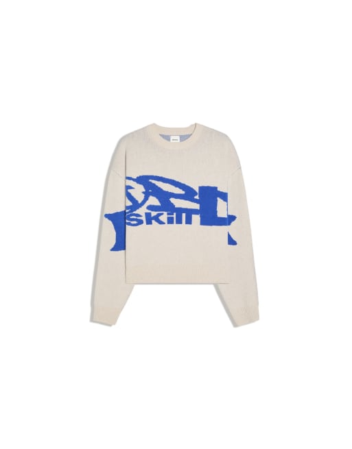 Bershka Graphic jacquard jumper in sand, 2 of 6