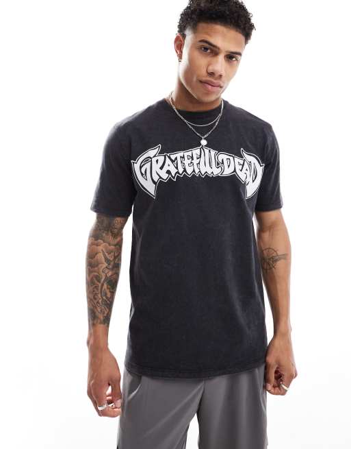 Bershka Grateful Dead graphic t-shirt in charcoal 