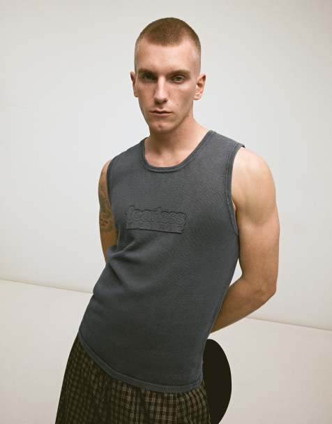 Bershka – Grått och svart linne med påsytt märke - view 1