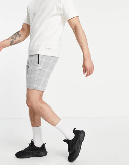 Bershka – Grau karierte Shorts