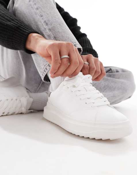 Bershka grey back tab trainer in white - view 1