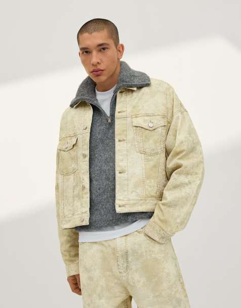 Bershka - Grøn denimjakke med print - view 1