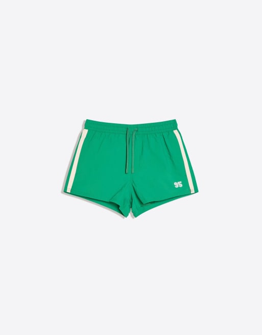 Bershka - Grønne badeshorts i retro-stil, 3 af 4