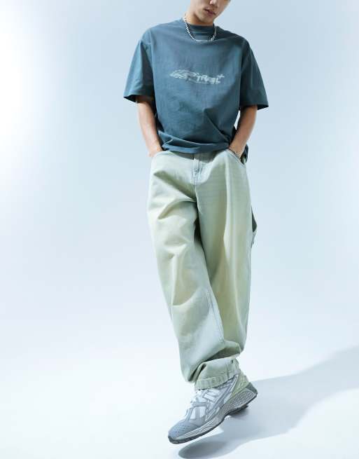 Bershka – Gröna baggy jeans i snickarstil