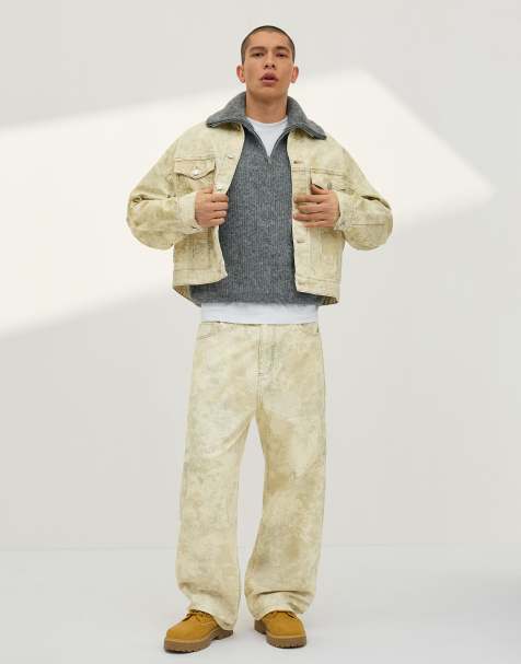 Bershka – Gröna jeans med barrelben och mönster - view 1