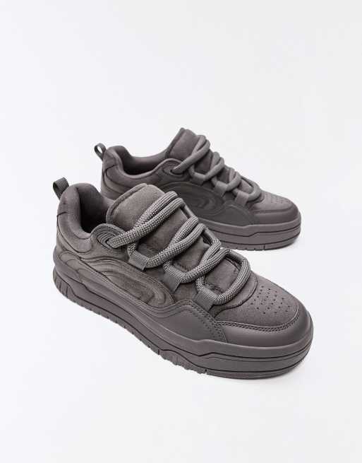 Bershka grova skate-sneakers i grått, 5 av 6