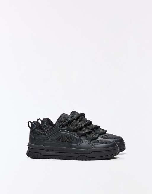 Bershka grova skate-sneakers i svart, 2 av 6