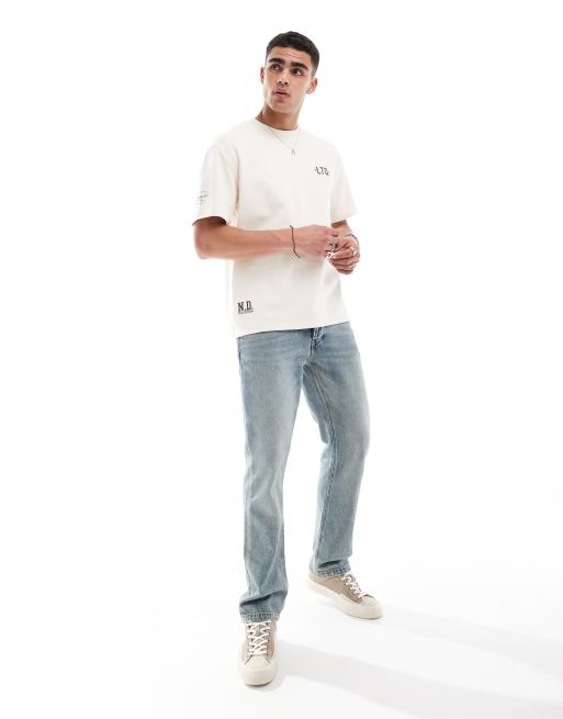 Bershka – Gruby T-shirt w kolorze ecru z nadrukiem, 2 z 4