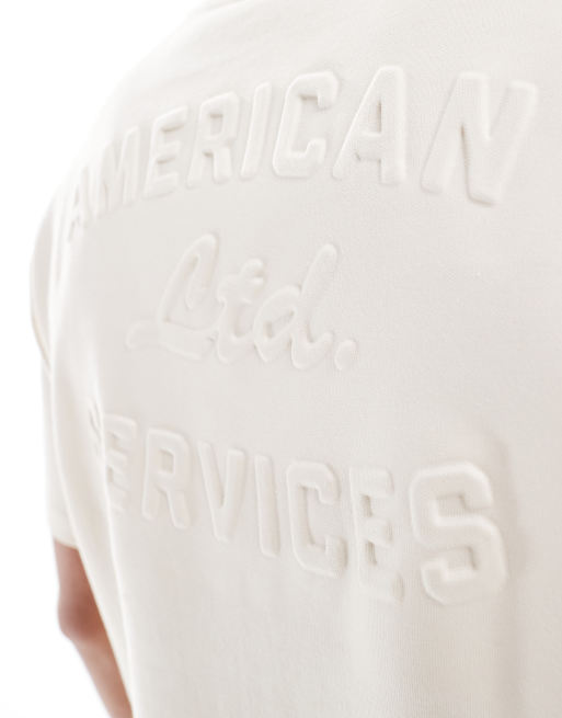 Bershka – Gruby T-shirt w kolorze ecru z nadrukiem, 4 z 4