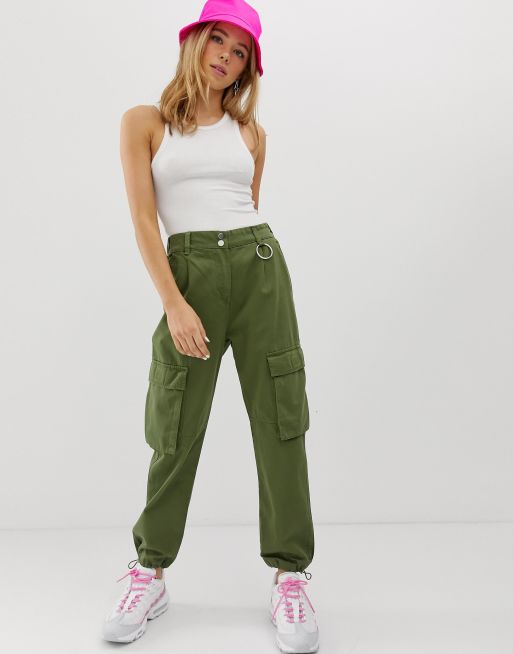 Bershka – Grüne Hose mit Kordelzug