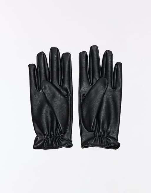 Bershka guanti effetto pelle con dettaglio spaccato neri, 2 di 4