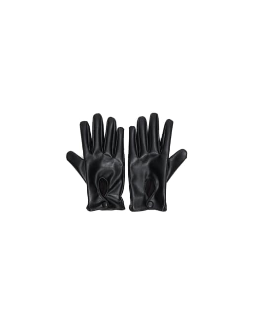 Bershka guanti effetto pelle con dettaglio spaccato neri, 4 di 4
