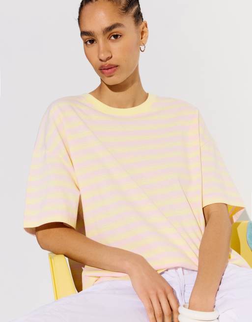 Bershka - Gul firkantet T-shirt med print, 2 af 6