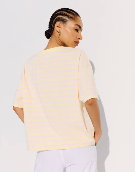 Bershka - Gul firkantet T-shirt med print, 3 af 6
