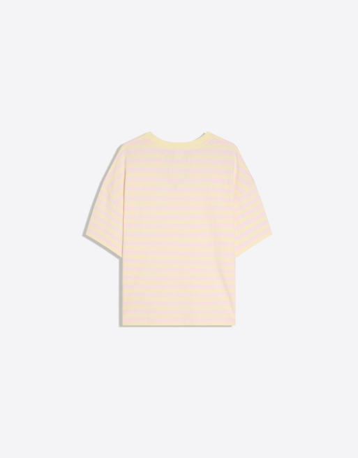 Bershka - Gul firkantet T-shirt med print, 6 af 6