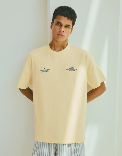 Bershka - Gul kortærmet T-shirt med rund hals - view 1