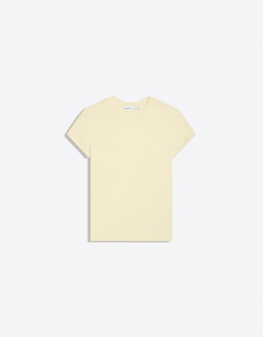 Bershka - Gul kortærmet T-shirt med rund hals, 5 af 5