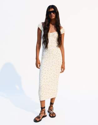 Bershka – Gul midiklänning - view 1