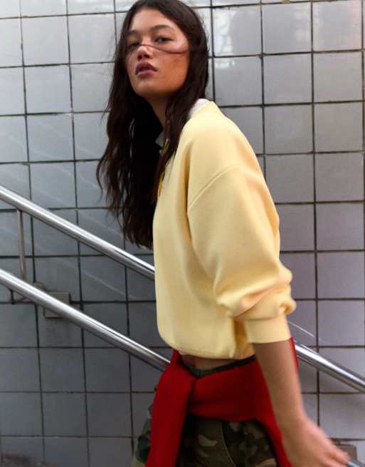 Bershka - Gul oversized trøje med polokrave, 2 af 5