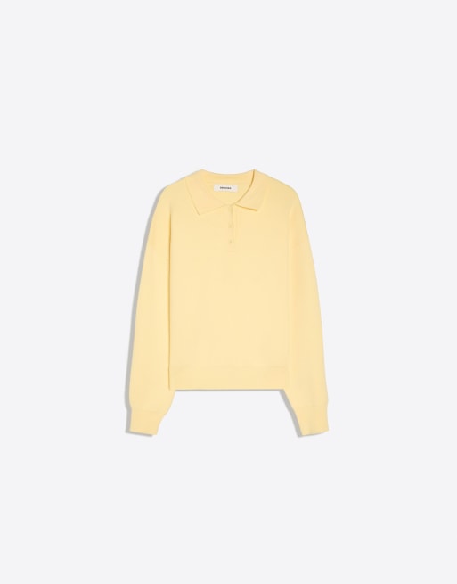Bershka - Gul oversized trøje med polokrave, 5 af 5