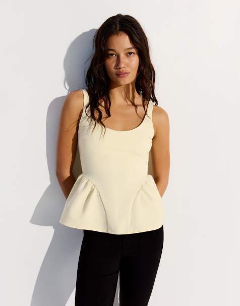 Bershka - Gul peplum-top med stropper - view 1