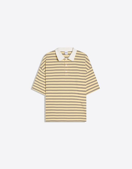 Bershka - Gul T-shirt med korte ærmer og polokrave, 2 af 3