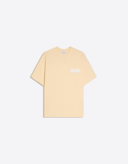 Bershka – Gul t-shirt med tryck och korta ärmar, 4 av 4