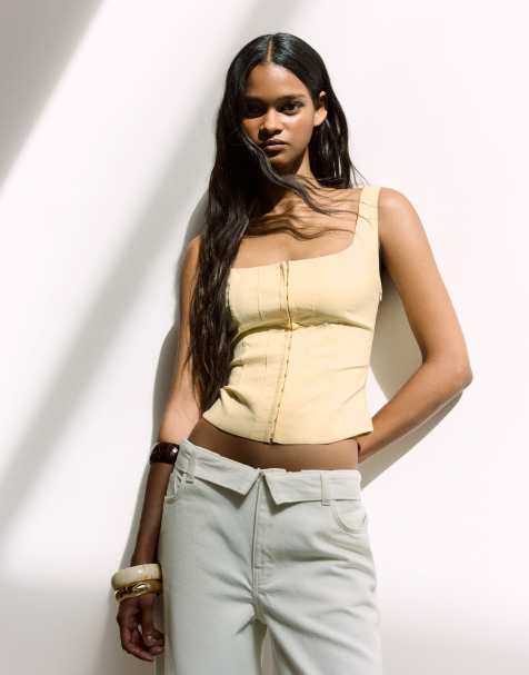 Bershka - Gul top i bengalin med stropper - view 1