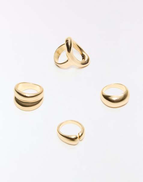 Bershka – Guldfärgade ringar, 3-pack - view 1