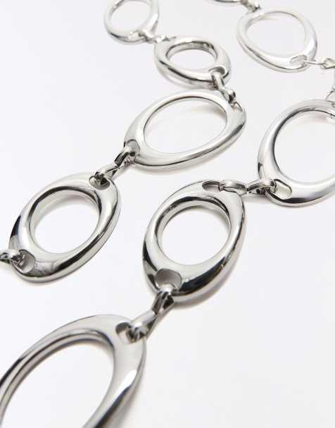 Bershka Gürtel mit Ringkette in Silber - view 1