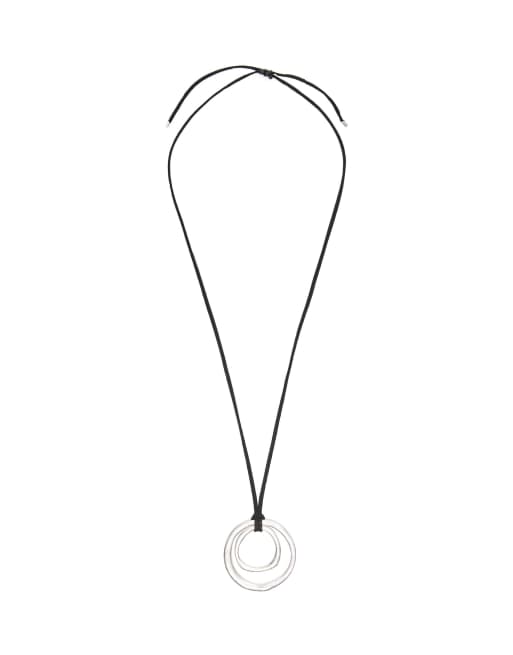 Bershka halsband med dubbel cirkelberlock och snodd i silver, 4 av 4