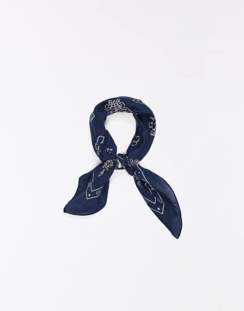 Bershka - Halsdoek met print in blauw - view 1