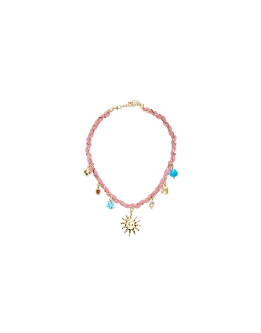 Bershka – Halskette in Rosa im geflochtenen Seil-Design mit Anhängern, 3 von 3
