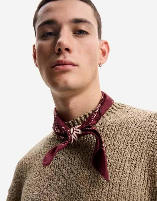 Bershka - Halssjaaltje met print in bordeauxrood
