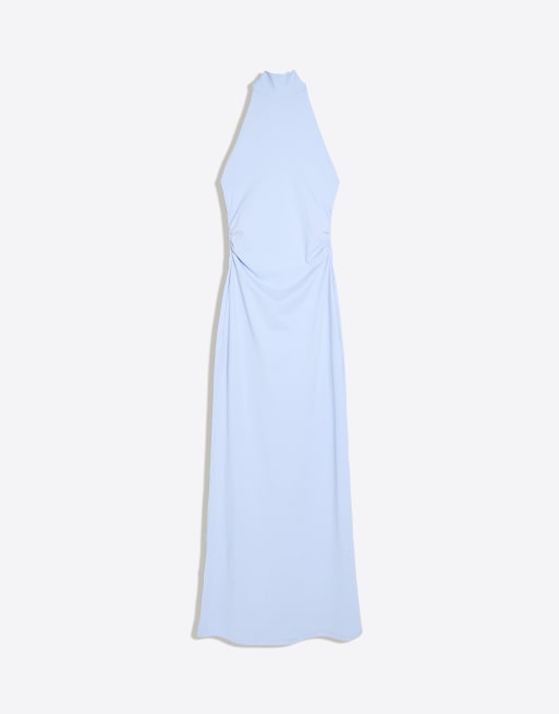 Bershka Halter maxi dress in light blue, 5 of 5