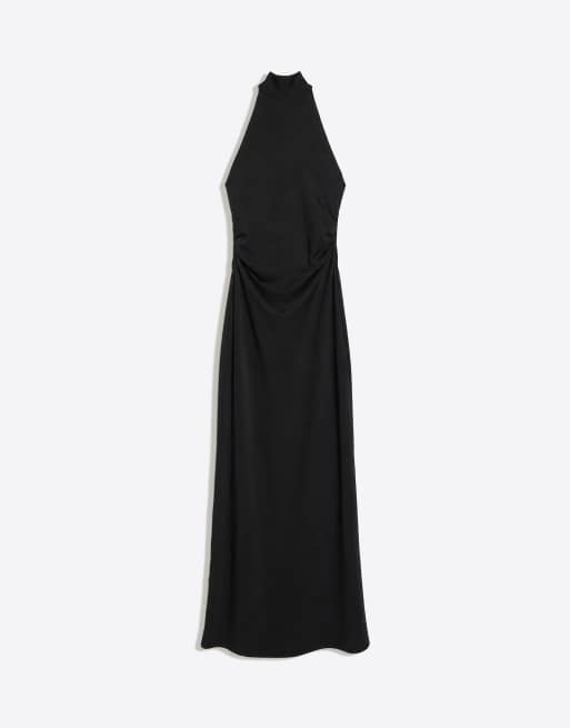 Bershka Halter midi dress in black, 5 of 5