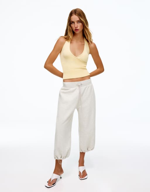 Bershka Halter neck crossover top in yellow, 2 of 4