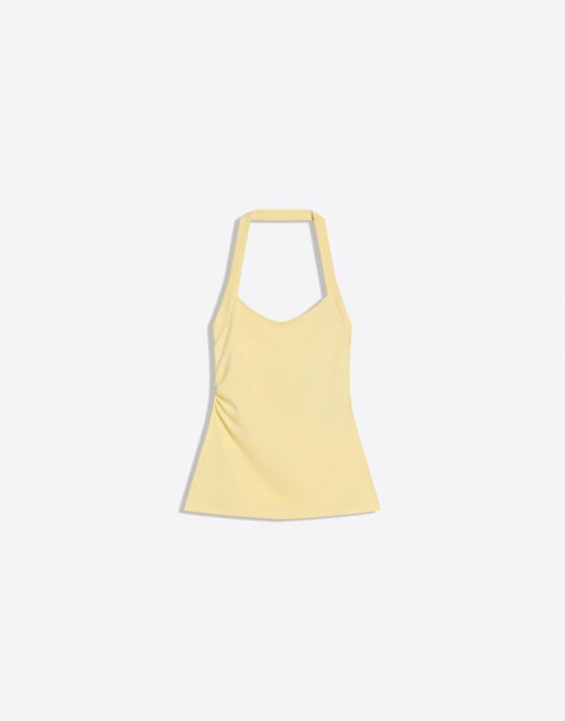 Bershka Halter neck top in yellow, 4 of 4