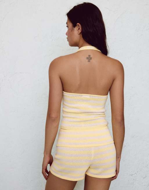 Bershka halter striktop i gul, 3 af 5
