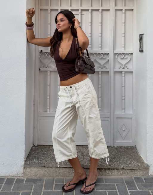 Bershka Halter top in brown, 3 of 4