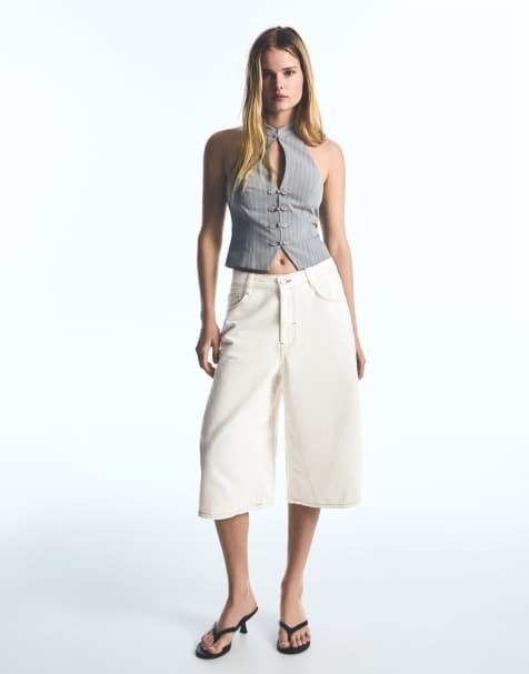 Bershka Halter waistcoat with clasps in grey - view 1