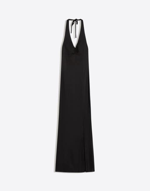 Bershka halterneck midi-klänning i svart, 5 av 5