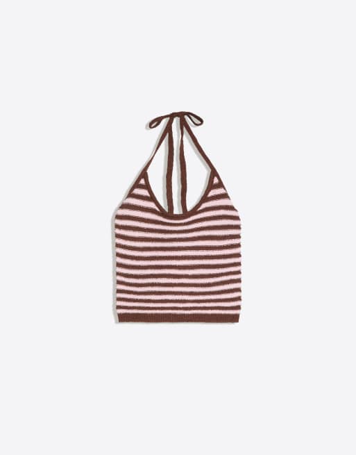 Bershka halterneck stickad topp med ränder, 4 av 4