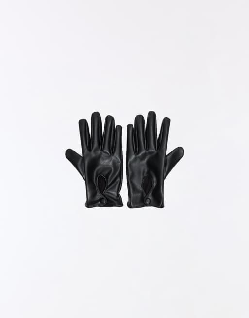 Bershka Handschuhe in Lederoptik mit Teilungsdetail in Schwarz, 3 von 4