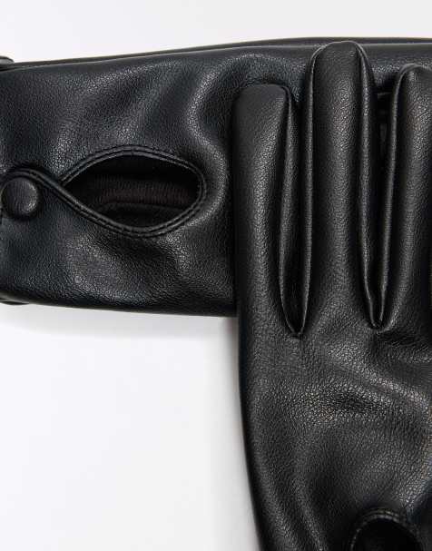 Bershka handsker i læderlook med slidsdetalje i sort - view 1