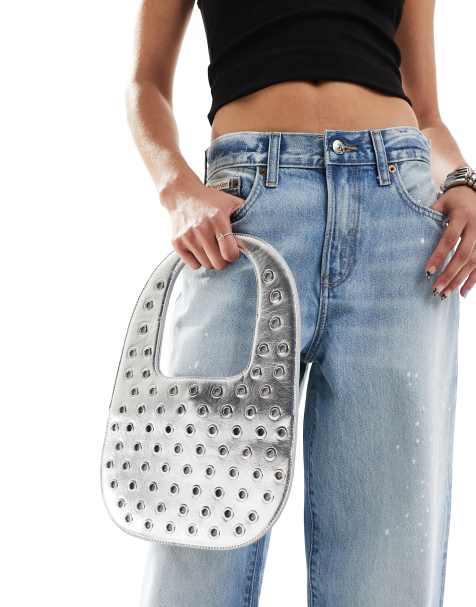 Bershka - Handtas met studs in zilver - view 1